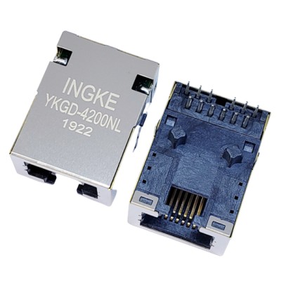 YKGD-4200NL 1000Base-T RJ45 Ethernet Connector Gigabit Low Profile Jack