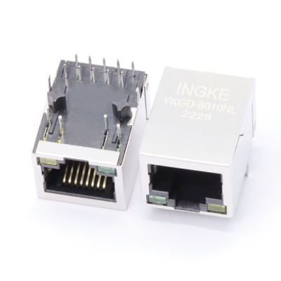 YKGD-8010NL 1000Base-T RJ45 Ethernet Connector Gigabit Magjack with LED