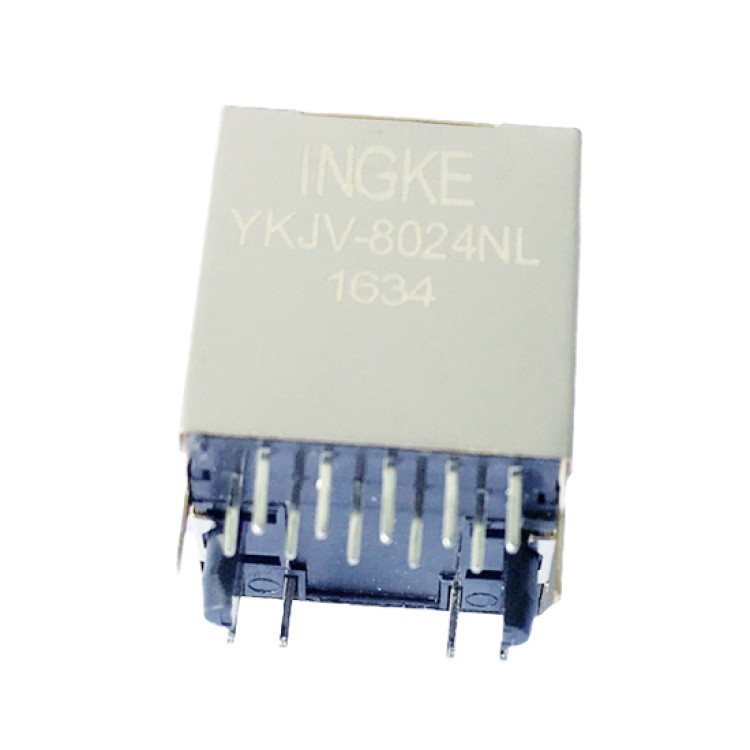 YKJV-8024NL 100Base-T Vertical RJ45 Magjack Connector with G-Y LED