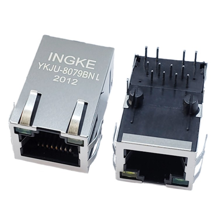 YKJU-8079BNL RJ45 Ethernet Connector With LED cross Pulse J1011F21PNL