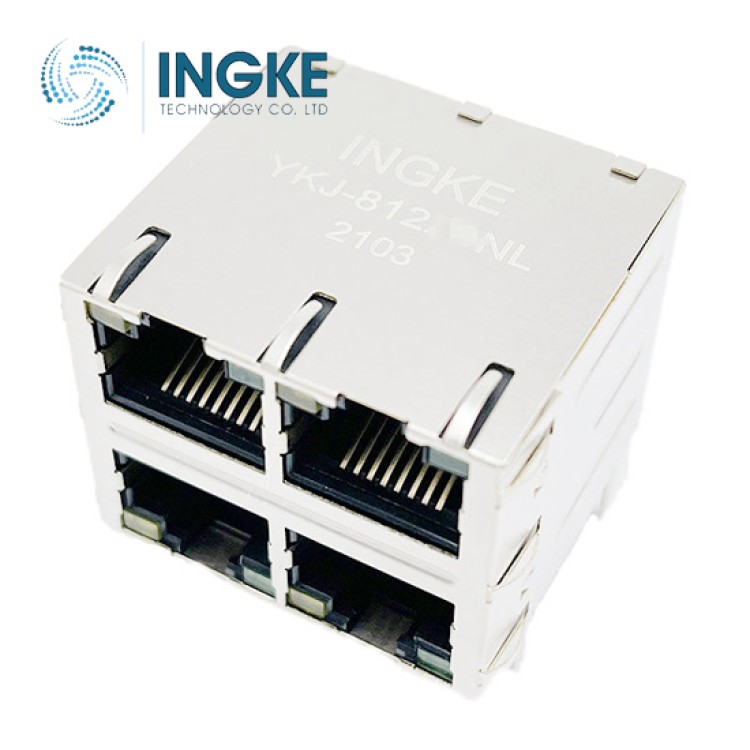 YKG-80229NL cross Amphenol RJMG22213216MER 4 Port RJ45 Through Hole 10/100/1000 Base-T